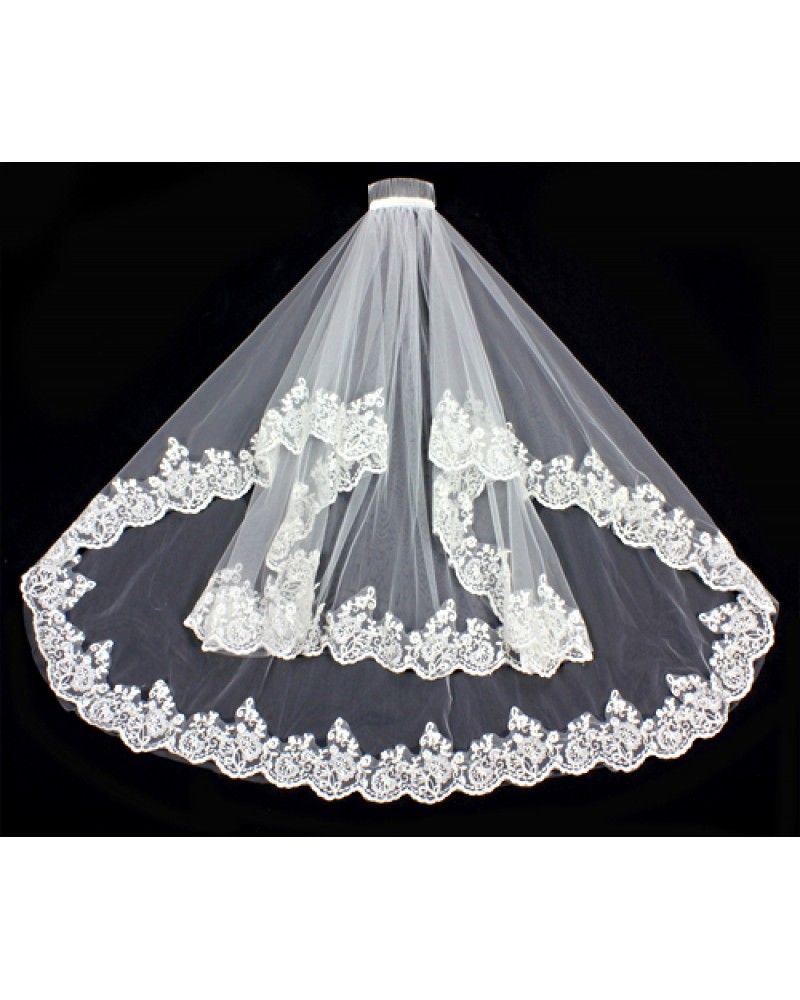 Veil - Double Layer - Lace Hem - 36" - VL-V1093IV